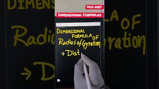 Trick to Find Dimensional Formula of radius of gyration class11 physics dimensions 😊 [upl. by Adiell559]