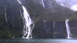 Milford Sound NZ Waterfalls Fiordland National Park [upl. by Dorcus129]