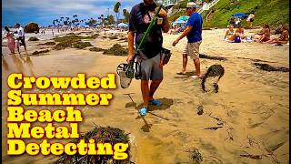 Beach Metal Detecting during PEAK Summer Crowds [upl. by Icat]