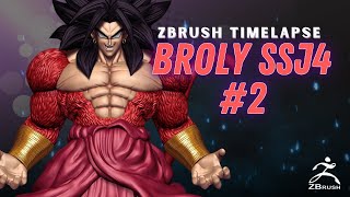 ZBrush Timelapse Broly SSJ 4 2 rostro pelo pelaje y ropa [upl. by Emiatej]