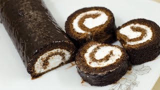 Chocolate Swiss Roll Cake Recipe  By NOven II চকোলেট সুইস রোল কেক [upl. by Geithner]