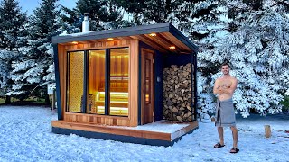 Building a MODERN SAUNA in a Winter Wonderland  Full Build [upl. by Mathre]