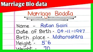 Marriage Biodata  Biodata For Marriage  Marriage Biodata Format In English [upl. by Imit]