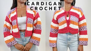 Cardigan Crochet  Chaqueta Kimono Ganchillo  Amigable Principiantes  4 Técnicas Crochet [upl. by Eihcra827]