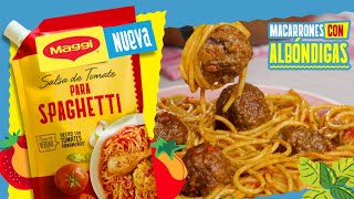 Salsa de Tomate para Spaghetti Maggi®  Macarrones con Albóndigas [upl. by Adnilev]