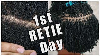 DiY MICROLOC 1ST RETIE  PREP  4 WEEKS  INTERLOCK  TWO STRAND TWIST [upl. by Anelaf584]