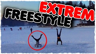 Schlittschuhlaufen Freestyle EXTREM auf gefrorenem See I Fail I Drohne I Juggling Freestyle [upl. by Sorcim]