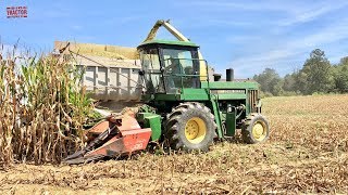 Cool Corn Chopping 1980s Style John Deere 5830 Forage Harvester [upl. by Eelan]