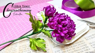 DIY Chrysanthemum tutorialhow to make satin ribbon flower easy [upl. by Auqenet189]