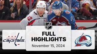 NHL Highlights  Capitals vs Avalanche  November 15 2024 [upl. by Sterne]