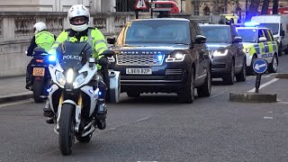 PM Kier Starmer Motorcade Returning to 10 Downing Street after PMQs escorted by  MPS SEG [upl. by Ardied994]