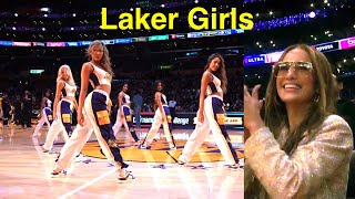 Jennifer Lopez amp Ben Affleck watch the Laker Girls quotJLo Remixquot dance performance 31624 NBA Dancers [upl. by Atilem]