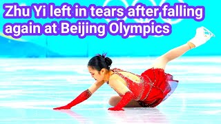 USborn Chinese figure skater Zhu Yi falls AGAIN and breaks down in tears at Olympics [upl. by Leummas934]