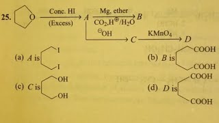 Tetrahydrofuran treated with Conc HIexcess then MgetherCO2HH2O nd so on Himanshu Pandey ques [upl. by Verena]