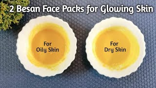 2 Besan Face Packs to get Clear Spotless amp Glowing Skin  Gram Flour Face Pack for Oily amp Dry Skin [upl. by Palmira582]