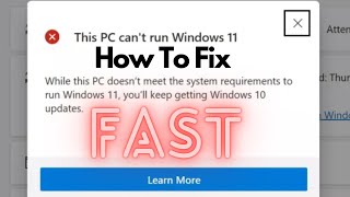 How to Fix Error This PC Cant Run Windows 11 NEW Solution [upl. by Otanutrof]