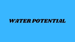 WATER POTENTIAL [upl. by Navek221]