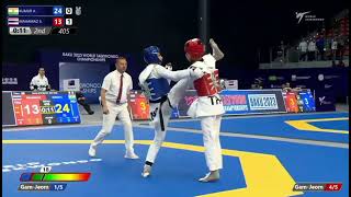 Aman Kadyan IND🇮🇳 VS THA 🇹🇭 u54 kg in world Taekwondo Championship Baku taekwondo india [upl. by Anitra]