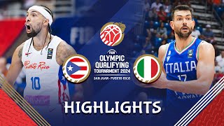 Jose Alvarado inspired Puerto Rico remain perfect vs Italy  Highlights  FIBA OQT 2024 Puerto Rico [upl. by Ynaffyt]