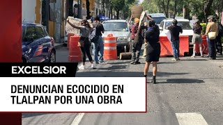 Protesta en el centro de Tlalpan contra tala de árboles por proyecto inmobiliario [upl. by Ibed]