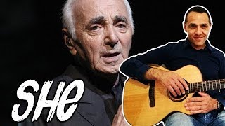 She  Charles Aznavour  Tutorial  Guitar [upl. by Anoyet939]