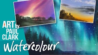 How to Paint Evening Skies Sunsets and the Northern Lights in Watercolour [upl. by Valenba596]