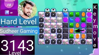 Candy crush saga level 3143 । Hard level । No boosters। Candy crush saga 3143 । Sudheer Gaming [upl. by Eintirb]