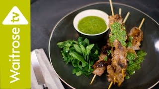 Lamb Skewers With Basil And Mint Dressing  Waitrose [upl. by Azpurua]