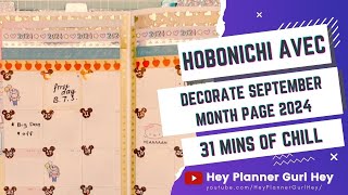 💜 Decorate September Monthly Page 2024  Hobonichi Avec 💜 31 minutes of chill [upl. by Evvy]