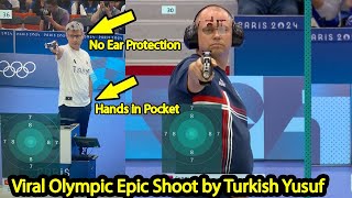 Turkey Olympics shooter Yusuf Dikeç goes viral for silver medal in only Air Pistol without any gear [upl. by Milty]