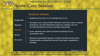 USING THE MODIFIED FRAILTY INDEX TO PREDICT POSTOPERATIVE MORBIDITY AND MORTALITY IN PATIENTS U [upl. by Aelsel]