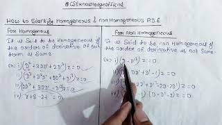 How to identify Homogeneous and Non Homogeneous partial differential equations engineeringStudy [upl. by Oicnevuj381]