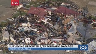 Valley View Texas storm damage Travel center destroyed in reported tornados [upl. by Ahsael]