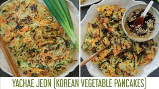 Try these Yachae Jeon 야채전 or Korean Vegetable Pancakes with a delicious dipping sauce 👌🏻 shorts [upl. by Adiuqram]