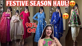 HUGE Myntra Sale Haul😍Upto 90 Off Festive Kurta Sets Under Rs1499  Try On Haul \ Rupal Yadav [upl. by Nylirem]