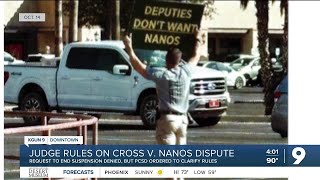 Cross v Nanos Judge denies request to end suspension but orders PCSD to clarify rules [upl. by Ardnuek913]