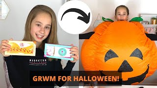 GRWM For Halloween Giant Inflatable Pumpkin Outfit Vs Pretty Pumpkin Makeup ft Revolution [upl. by Stelu]