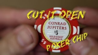 WHATS INSIDE A CASINO POKER CHIP CUT IT OPEN [upl. by Awahsoj]