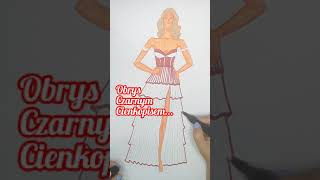 Czerwona sukienka😈 tutorial drawing fashiondrawing fashionillustration fashion artwork art [upl. by Berkie]