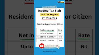 Income Tax slab for Super senior citizen  Tax slab old tax regime AY 202425  Super senior citizen [upl. by Yssor]