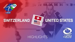 HIGHLIGHTS Switzerland v United States  World Mixed Doubles Curling Championship 2018 [upl. by Enomyar]