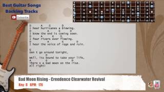 🎸 Bad Moon Rising  Creedence Clearwater Revival Guitar Backing Track with scale chords and lyrics [upl. by Inot]