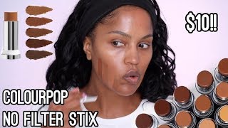 NEW COLOURPOP NO FILTER FOUNDATION STIX REVIEW  MAKEUPSHAYLA [upl. by Lesh821]