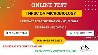 ONLINE TEST  MICROBIOLOGY  TNPSC DEPUTY MANAGER QA  CK EDUCATION [upl. by Arriat618]