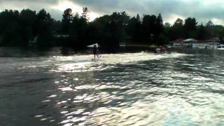 water skier behind rowing shell [upl. by Kaehpos]