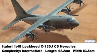 Large Scale Italeri 148 Lockheed C130J C5 Hercules Kit Review [upl. by Nahpets]