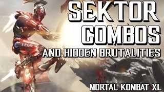 MKXL Triborg SEKTOR combos and hidden Brutalities Up to 50 [upl. by Scrope]