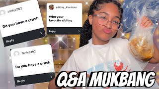 QampA Seafood Boil Mukbang  Answering ALL Your Questions [upl. by Lukin]