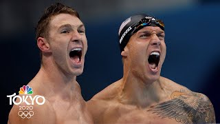 USA sets new world record to continue mens 4x100 medley relay reign  Tokyo Olympics  NBC Sports [upl. by Humfried]