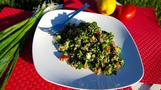 Tabbouleh Salad Recipe  Whats For Din  Courtney Budzyn  Recipe 42 [upl. by Nosnorb]